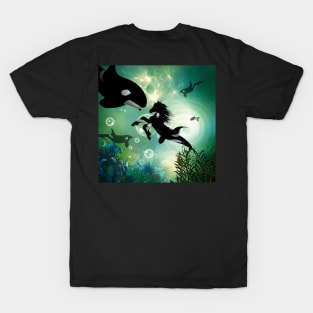 Wonderful little seahorse and orca T-Shirt